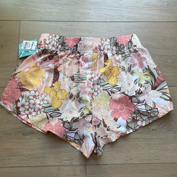 NEW Roxy Womens Small Floral Print Swim Board Shorts Elastic Waist Drawstring - Picture 8 of 8